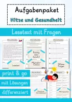 Vorschau - Arbeitsblätter - Hitze und Gesundheit Lesetext einfach verständlich mit Aufgaben + Lösungen und Wortspeicher Leseverstehen - Deckblatt