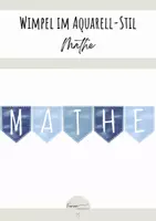 Vorschau - Poster - Wimpelkette im Aquarellstil - Mathe - Lernwand - Deckblatt