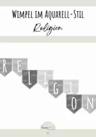 Vorschau - Poster - Wimpelkette im Aquarellstil - Religion Lernwand - Deckblatt