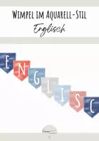 Vorschau - Poster - Wimpelkette im Aquarellstil - Englisch Lernwand - Deckblatt