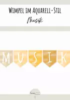 Vorschau - Poster - Wimpelkette im Aquarellstil - Musik Lernwand - Deckblatt