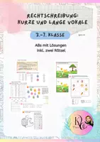 Vorschau - Arbeitsblätter - Rechtschreibung: Kurze und lange Vokale (inkl. Lösungen und 2 Rätsel) - Deckblatt