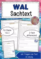 Vorschau - Arbeitsblätter - Sachtext Wal - Deckblatt