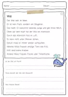 Vorschau - Arbeitsblätter - Sachtext Wal - Seite 1