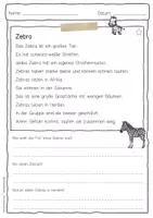 Vorschau - Arbeitsblätter - Sachtext Zebra - Seite 1
