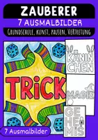 Vorschau - Mal- und Bastelvorlagen - Zauberer Malvorlagen Ausmalbilder Poster kreative Zauberer Grundschule - Deckblatt