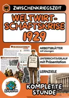 Vorschau - Stundenentwürfe - Die Weltwirtschaftskrise 1929 (AB + Lösungen) - Deckblatt
