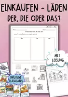 Vorschau - Arbeitsblätter - DaZ / DaF / Deutsch - Einkaufen & Geschäfte - Wortschatz und Artikel (Arbeitsblatt) - Deckblatt