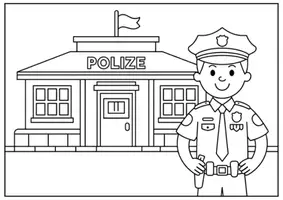 Vorschau - Mal- und Bastelvorlagen - Polizeiwache Ausmalbilder für Kinder Kunst & Malvorlagen Klasse 1 bis 4 Grundschule - Seite 2
