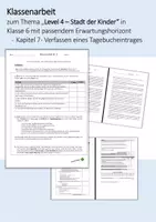 Vorschau - Klassenarbeiten - Klassenarbeit Lektüre Level 4 - Tagebucheintrag zu Kapitel 7 in Klasse 6 mit EWH - Deckblatt