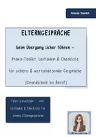 Vorschau - Fördermaterial/Inklusion - Elterngespräche beim Übergang sicher führen
Praxis-Toolkit: Leitfaden & Checkliste für wertschätzende Gespräche (Grundschule bis Beruf) - Deckblatt