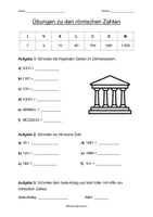 Vorschau - Arbeitsblätter - Übungen zu den römischen Zahlen - Deckblatt