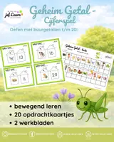 Voorbeeld - Lente - Geheim Getal - Cijferspel - Buurgetallen t/m 20 - Voorblad