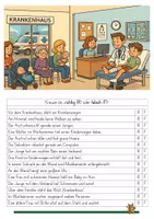 Vorschau - Arbeitsblätter - Lesen/Entscheidungsfragen "Im Krankenhaus" - Seite 1