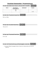 Vorschau - Arbeitsblätter - Checkliste- Klassenarbeit Prozentrechnung - Deckblatt