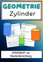 Vorschau - Arbeitsblätter - Geometrie: Volumenberechnung Zylinder (Arbeitsblatt) - Deckblatt
