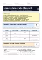 Vorschau - Klassenarbeiten - LZK Deutsch Klasse 3 – Wortarten: Verben & Zeitformen mit Lösungsbogen und Stundenentwurf - Seite 1