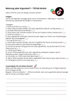Vorschau - Arbeitsblätter - Meinung oder Argument – TikTok erst ab 16? - Deckblatt
