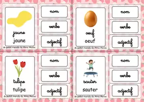 Aperçu - Jeux - Cartes à pinces (nom, verbe et adjectif) Pâques et printemps - Page 1