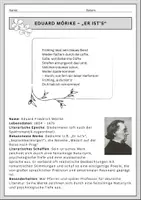 Vorschau - Arbeitsblätter - Frühlingsgedicht Eduard Mörike - „Er ist’s“: Gedichtanalyse, Naturlyrik, sprachliche Mittel und Interpretation - Seite 1