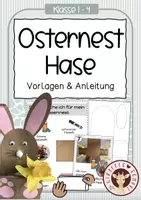 Vorschau - Stationenlernen - Osternest basteln – Hase aus Papier | Vorlage & Anleitung - Deckblatt