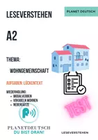 Vorschau - Stundenentwürfe - A2 Leseverstehen TEST Lücken Thema: Wohnen Modalverben - Deckblatt