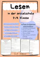 Vorschau - Arbeitsblätter - Lesen in der Mittelschule 7/8. Klasse - Deckblatt