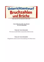 Vorschau - Stundenentwürfe - Unterrichtsentwurf Bruchzahlen, Brüche - Deckblatt