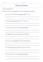 Vorschau - Arbeitsblätter - Satzglieder, Sätze umstellen - Deckblatt