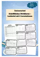 Vorschau - Stationenlernen - Schriftliches Dividieren - Stationenarbeit - Deckblatt