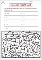 Vorschau - Arbeitsblätter - Malreihe 7 – Rechnen und Malen | Einmaleins Arbeitsblatt mit Malbild Pferd | Mathematik Grundschule - Seite 1