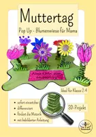 Vorschau - Mal- und Bastelvorlagen - Muttertag - Geschenk basteln - Pop-Up Blumenwiese - Kunst Klasse 1-3 - Deckblatt