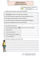 Vorschau - Arbeitsblätter - Simple present - negative statements Aufgaben - Deckblatt