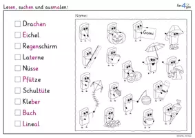 Vorschau - Mal- und Bastelvorlagen - Lesen, suchen und ausmalen mit den Gomis - Seite 1
