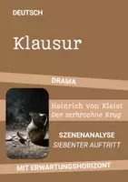 Vorschau - Arbeitsblätter - Deutsch Klausur (Oberstufe) – Heinrich von Kleist: Der zerbrochne Krug (Analyse Krugmonolog) inkl. Erwartungshorizont - Deckblatt