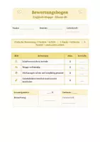 Vorschau - Anderer Materialtyp - Bewertungsbogen für Englisch (Schnellhefter und Ordner) - Seite 1