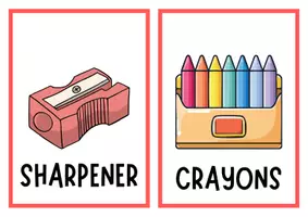 Vista previa - Refuerzo / NEE / Materiales de apoyo - Flashcards material escolar en inglés - página 2