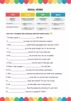 Vorschau - Arbeitsblätter - Modal Verbs (More! 4 Unit 9) Can Could May Might - Deckblatt