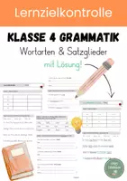 Vorschau - Arbeitsblätter - Lernzielkontrolle Grammatik - Wortarten, Satzglieder - Deckblatt
