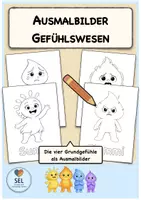 Vorschau - Mal- und Bastelvorlagen - Ausmalbilder zu den Gefühlswesen / Grundgefühle // kostenlos - Deckblatt