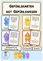 Vorschau - Fördermaterial/Inklusion - Gefühlskarten mit den Gefühlswesen: Emotionen verstehen und benennen / Tipps im Umgang mit Emotionen / Classroom Management - Deckblatt