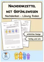 Vorschau - Arbeitsblätter - Nachdenkzettel: Reflexionsblatt mit den vier Gefühlswesen / Classroom Management // kostenlos - Deckblatt