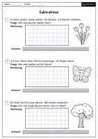 Vorschau - Arbeitsblätter - Schriftliche Subtraktion – Sachaufgaben (Mathe Klasse 3-4) - Seite 1