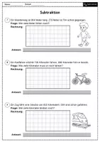 Vorschau - Arbeitsblätter - Schriftliche Subtraktion – Sachaufgaben (Mathe Klasse 3-4) - Seite 3