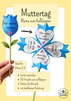 Vorschau - Mal- und Bastelvorlagen - Materialpaket: Muttertag Karte basteln - Pop-Up Blumen zum Aufklappen - Seite 1