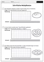 Vorschau - Arbeitsblätter - Schriftliche Multiplikation - Sachaufgaben (Mathe Klasse 3-4) - Seite 1