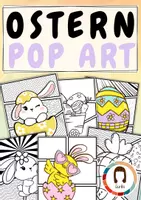 Vorschau - Mal- und Bastelvorlagen - Ausmalbilder Ostern Pop Art im Frühling | differenziert und sofort einsetzbar - Deckblatt