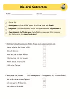 Vorschau - Arbeitsblätter - Satzarten entdecken – Arbeitsblätter zu Aussage-, Frage- & Ausrufesätzen - Seite 1