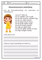 Vorschau - Arbeitsblätter - Personenbeschreibung + abwechslungsreiche Satzanfänge - Deckblatt