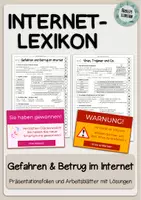Vorschau - Arbeitsblätter - Internet-Lexikon: Gefahren und Betrug im Internet - Deckblatt